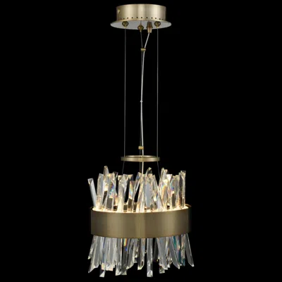 Allegri Glacier 10"w Champagne Gold Led Crystal Mini Pendant