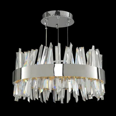 Allegri Glacier 20"w Chrome Crystal Round Led Pendant Light