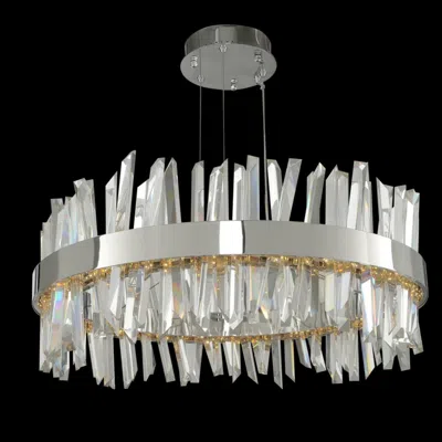 Allegri Glacier 25"w Chrome Crystal Round Led Pendant Light