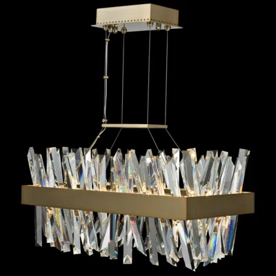 Allegri Glacier 26"w Champagne Gold Led Kitchen Island Light Pendant