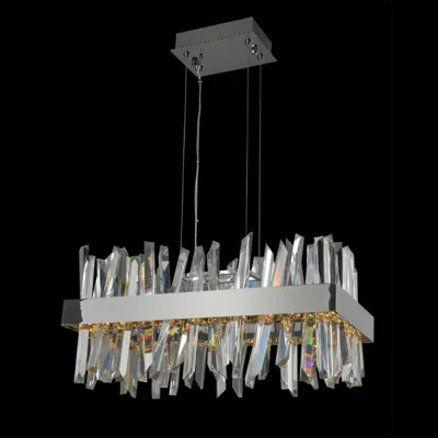 Allegri Glacier 26"w Chrome Crystal Led Island Pendant Light