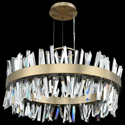 Allegri Glacier 32" Wide Champagne Gold Led Round Crystal Pendant