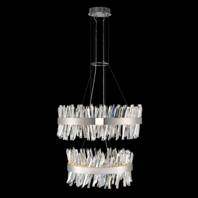 Allegri Glacier 32"w Chrome 2-tier Led Round Crystal Pendant Light
