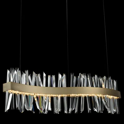 Allegri Glacier 42"w Gold Led Crystal Kitchen Island Light Pendant