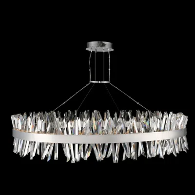 Allegri Glacier 60"w Chrome Crystal Round Led Island Pendant Light