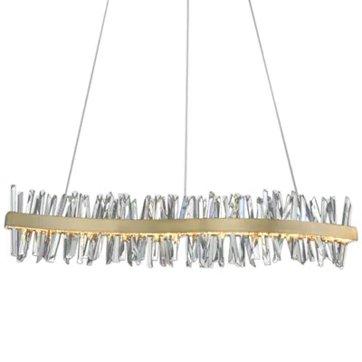 Allegri Glacier 60"w Gold Led Crystal Kitchen Island Light Pendant