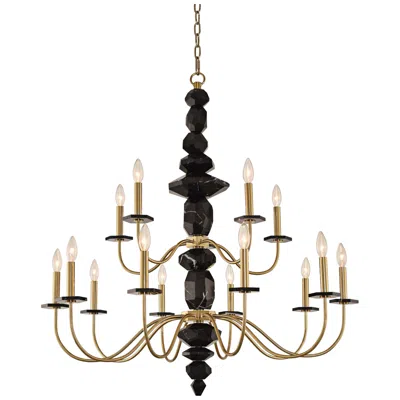 Allegri Piedra 38" Wide Brushed Brass 15-light Chandelier
