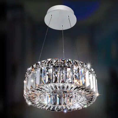 Allegri Rondelle 12" Wide Modern Chrome And Crystal Ring Mini Pendant