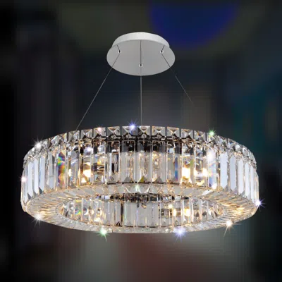Allegri Rondelle 18" Wide Chrome Crystal Ring Pendant Light