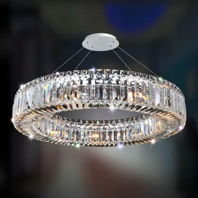 Allegri Rondelle 26" Wide Modern Chrome And Crystal Ring Pendant Light