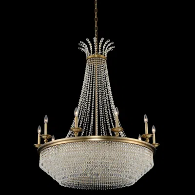 Allegri Tavo 34"w Winter Brass 10-light Crystal Chandelier