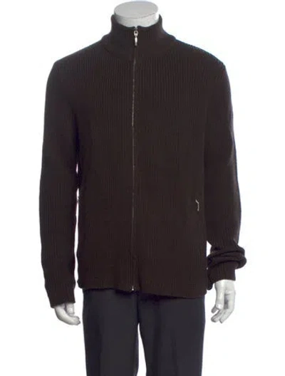 Pre-owned Allegri Wool Mock Neck Cardigan In Multicolor