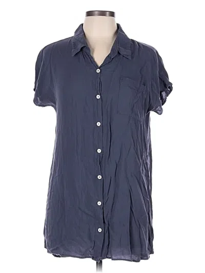 Pre-owned Allen Allen Short Sleeve Blouse In Blue