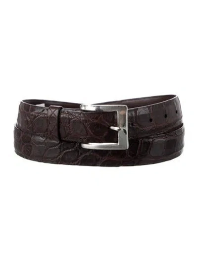 Pre-owned Allen Edmonds Alligator Belt In Brown