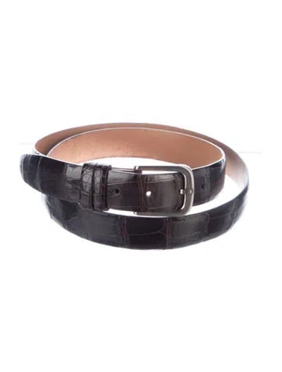 Pre-owned Allen Edmonds Alligator Waist Belt In Brown