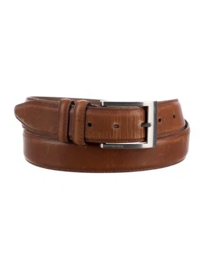 Pre-owned Allen Edmonds Calf Leather Waist Belt In Brown