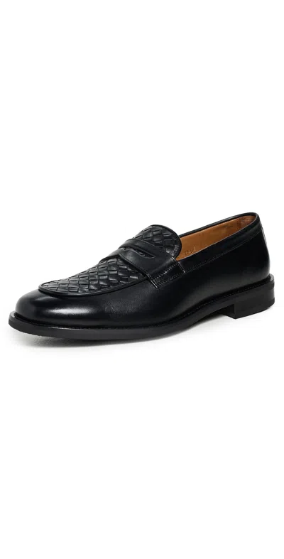 Allen Edmonds Como Woven Leather Loafers Black - 001