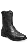 Allen Edmonds Dallas Roper Low Croc Embossed Western Boot In Black Snake Print