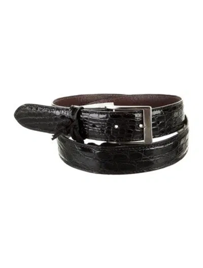 Pre-owned Allen Edmonds Embossed Leather Belt In Black
