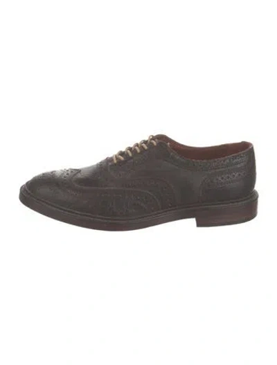 Pre-owned Allen Edmonds Embossed Leather Lasercut Accents Brogues In Brown