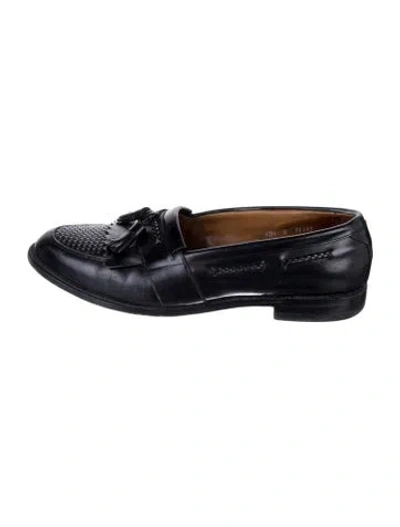 Pre-owned Allen Edmonds Intrecciato Weave Leather Loafers In Black