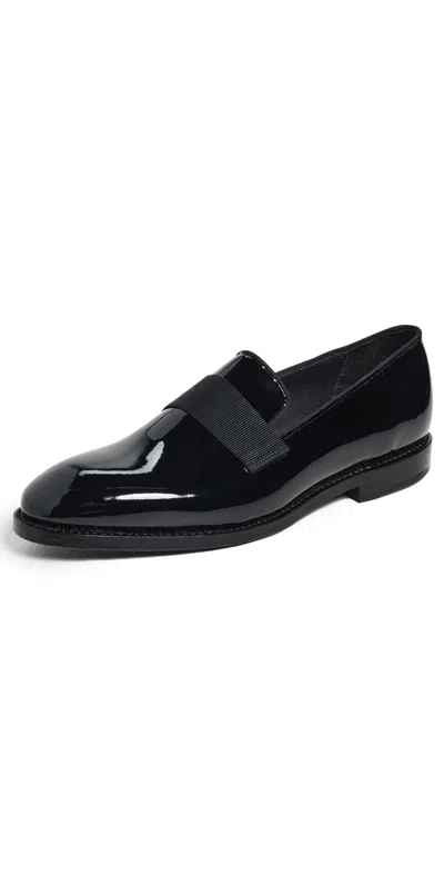 ALLEN EDMONDS JAMES PATENT LEATHER SLIP ONS BLACK 001