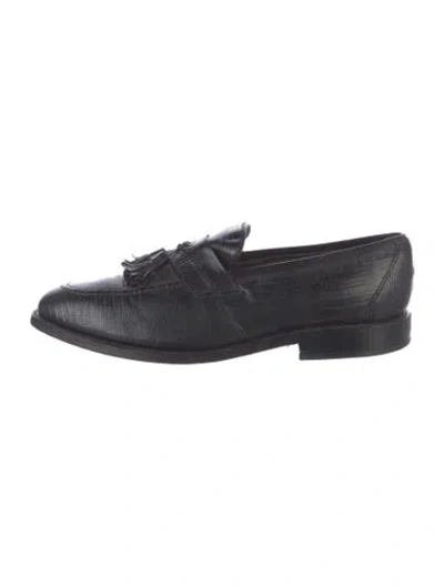 Pre-owned Allen Edmonds Leather Animal Print Loafers In Black