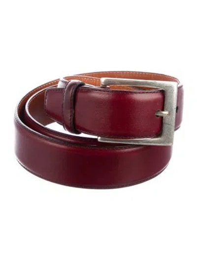 Pre-owned Allen Edmonds Leather Belt In Burgundy