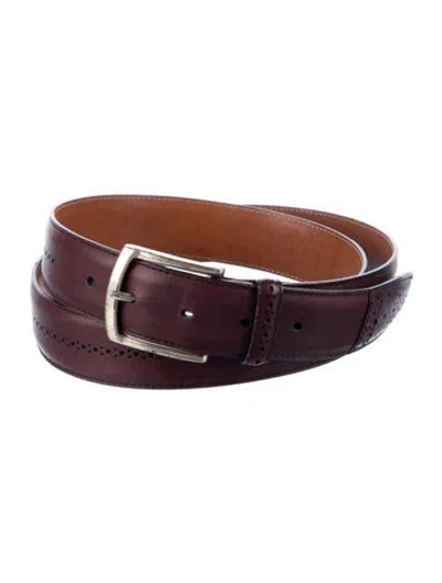 Pre-owned Allen Edmonds Leather Belt In Burgundy