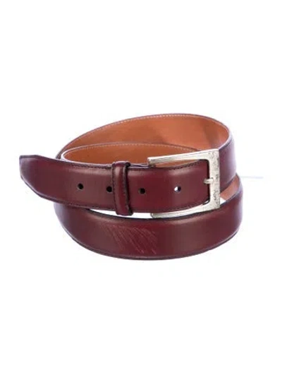 Pre-owned Allen Edmonds Leather Belt In Burgundy