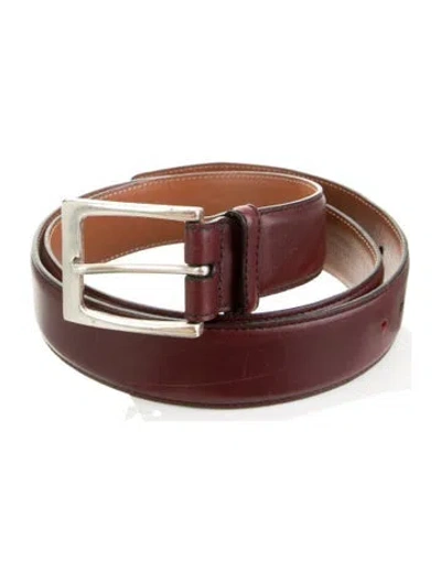 Pre-owned Allen Edmonds Leather Belt In Burgundy
