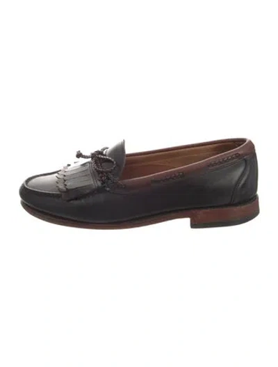 Pre-owned Allen Edmonds Leather Bow Accents Boat Shoes In Black