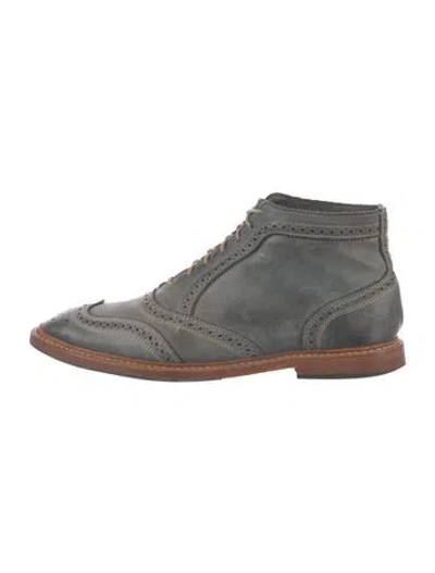 Pre-owned Allen Edmonds Leather Brogues In Blue