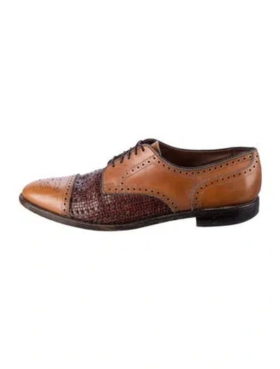Pre-owned Allen Edmonds Leather Colorblock Pattern Brogues In Brown