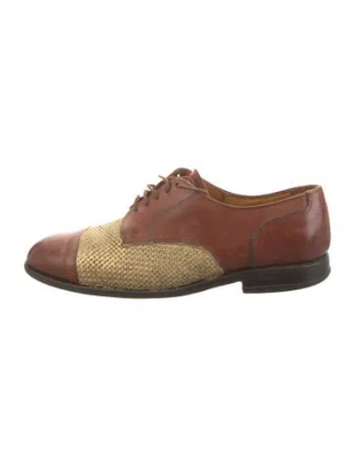 Pre-owned Allen Edmonds Leather Colorblock Pattern Derby Shoes In Neutral