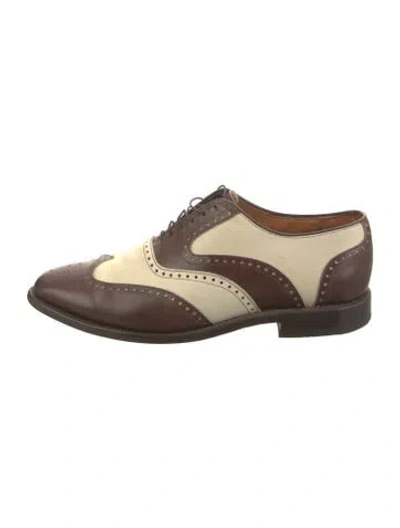 Pre-owned Allen Edmonds Leather Colorblock Pattern Spectators In Brown