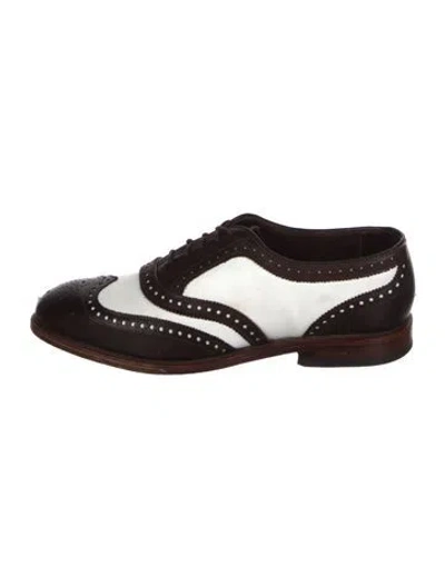 Pre-owned Allen Edmonds Leather Colorblock Pattern Spectators In Brown