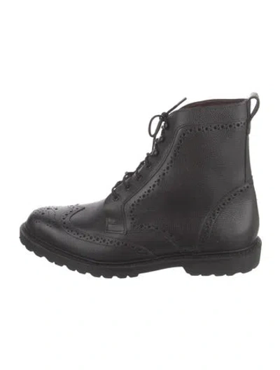 Pre-owned Allen Edmonds Leather Combat Boots In Black