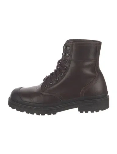 Pre-owned Allen Edmonds Leather Combat Boots In Brown
