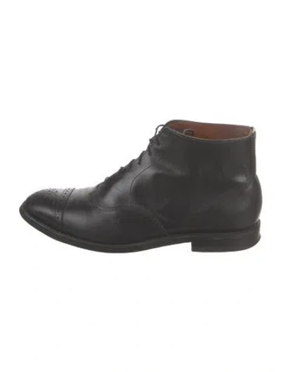 Pre-owned Allen Edmonds Leather Lace-up Boots In Black
