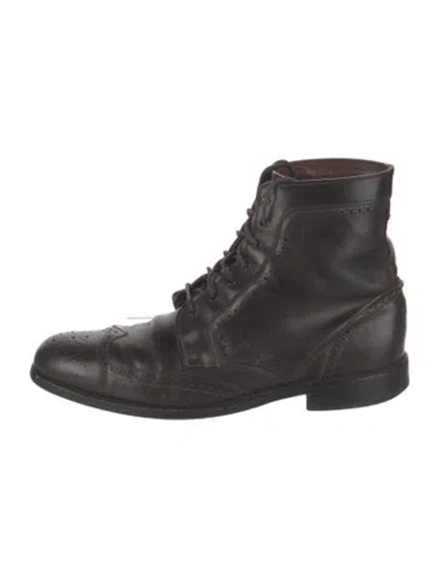 Pre-owned Allen Edmonds Leather Lace-up Boots In Black