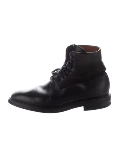 Pre-owned Allen Edmonds Leather Lace-up Boots In Black/blue