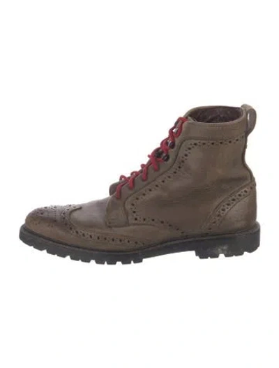Pre-owned Allen Edmonds Leather Lace-up Boots In Brown