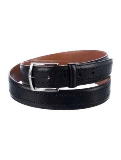 Pre-owned Allen Edmonds Leather Lasercut Accents Belt In Black