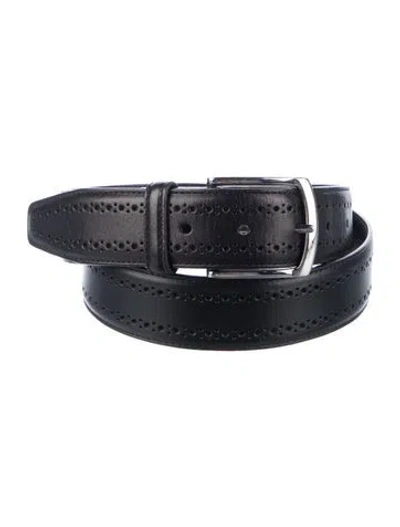 Pre-owned Allen Edmonds Leather Lasercut Accents Belt In Black