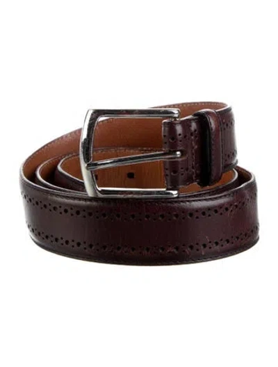 Pre-owned Allen Edmonds Leather Lasercut Accents Belt In Brown