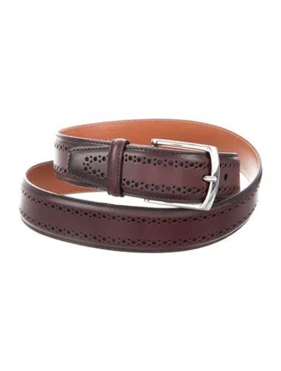Pre-owned Allen Edmonds Leather Lasercut Accents Belt In Brown