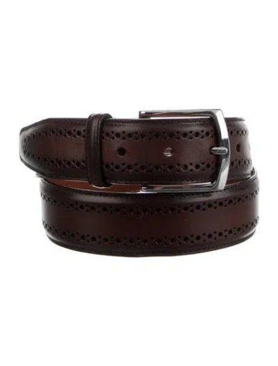 Pre-owned Allen Edmonds Leather Lasercut Accents Belt In Brown