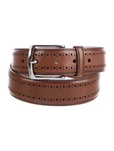Pre-owned Allen Edmonds Leather Lasercut Accents Belt In Brown