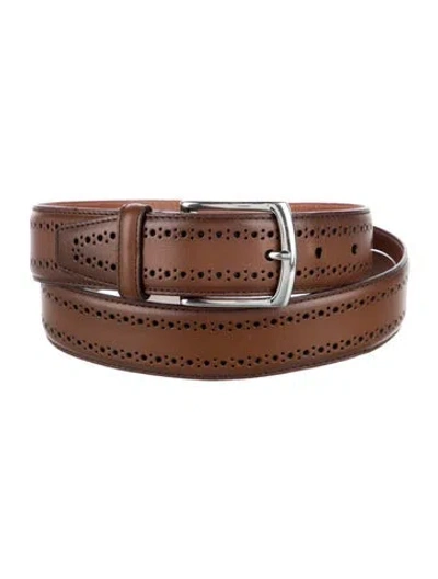 Pre-owned Allen Edmonds Leather Lasercut Accents Belt In Brown